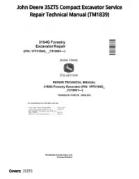 John Deere 35ZTS Compact Excavator Service Repair Technical Manual - TM1839 preview