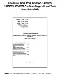 John Deere 1450  1550  1450CWS  1450WTS  1550CWS  1550WTS Combines Diagnostic and Tests Manual - tm4904 preview