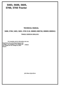 John Deere 5403  5600  5605  5700  5705 Brazil Tractors Technical Manual - tm4812 preview