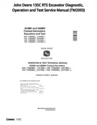 John Deere 135C RTS Excavator Diagnostic  Operation and Test Service Manual - TM2093 preview
