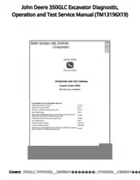 John Deere 350GLC Excavator Diagnostic  Operation and Test Service Manual - TM13196X19 preview