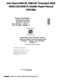 John Deere 640G-III  648G-III; Timberjack 460D  460DG (SN.604614-) Skidder Repair Manual - TM1086 preview