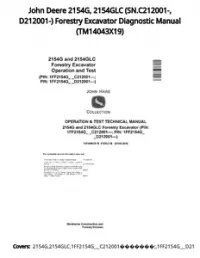 John Deere 2154G  2154GLC (SN.C212001-  D212001-) Forestry Excavator Diagnostic Manual - TM14043X19 preview