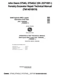 John Deere 3754G  3754GLC (SN .D371001-) Forestry Excavator Repair Technical Manual - TM14018X19 preview