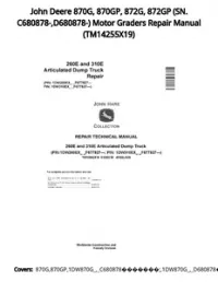 John Deere 870G  870GP  872G  872GP (SN. C680878- D680878-) Motor Graders Repair Manual - TM14255X19 preview