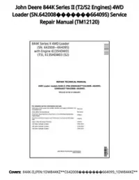 John Deere 844K Series II (T2/S2 Engines) 4WD Loader (SN.642008664095) Service Repair Manual - TM12120 preview