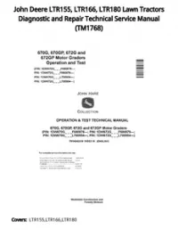 John Deere LTR155  LTR166  LTR180 Lawn Tractors Diagnostic and Repair Technical Service Manual - TM1768 preview