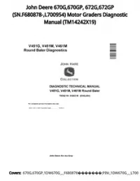 John Deere 670G 670GP  672G 672GP (SN.F680878- L700954) Motor Graders Diagnostic Manual - TM14242X19 preview