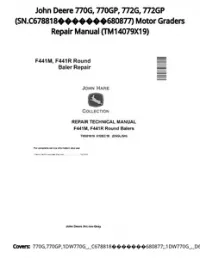 John Deere 770G  770GP  772G  772GP (SN.C678818680877) Motor Graders Repair Manual - TM14079X19 preview