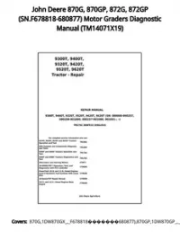 John Deere 870G  870GP  872G  872GP (SN.F678818-680877) Motor Graders Diagnostic Manual - TM14071X19 preview