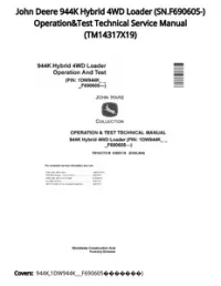 John Deere 944K Hybrid 4WD Loader (SN.F690605-) Operation&Test Technical Service Manual - TM14317X19 preview