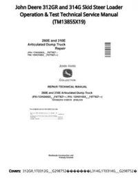 John Deere 312GR and 314G Skid Steer Loader Operation & Test Technical Service Manual - TM13855X19 preview