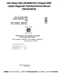 John Deere 344L (SN.B043142-) Compact 4WD Loader Diagnostic Technical Service Manual - TM14279X19 preview