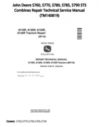 John Deere S760  S770  S780  S785  S790 STS Combines Repair Technical Service Manual - TM140819 preview