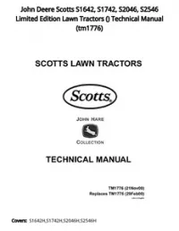 John Deere Scotts S1642  S1742  S2046  S2546 Limited Edition Lawn Tractors () Technical Manual - tm1776 preview