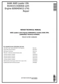 John Deere 644K 4WD Loader (SN.E634315-658064) w.Engine 6090HDW13 (iT4) Service Repair Manual - TM12107 preview