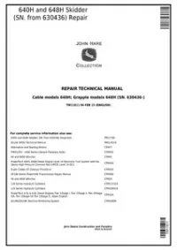 John Deere 640H and 648H (SN. from 630436) Skidders Service Repair Technical Manual - TM11811 preview