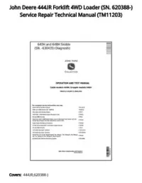 John Deere 444JR Forklift 4WD Loader (SN. 620388-) Service Repair Technical Manual - TM11203 preview
