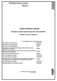 John Deere 310J Backhoe Loader (S.N. from 159760) Service Repair Technical Manual - TM10847 preview