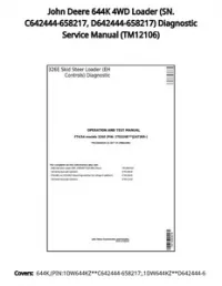 John Deere 644K 4WD Loader (SN. C642444-658217  D642444-658217) Diagnostic Service Manual - TM12106 preview