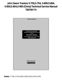 John Deere Tractors 5-750 5-754  5-800 5-804  5-850 5-854 5-900 (China) Technical Service Manual TM700119 preview