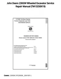 John Deere 230GW Wheeled Excavator Service Repair Manual - TM13250X19 preview