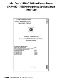 John Deere 1770NT 16-Row Planter Frame (SN.740101-745000) Diagnostic Service Manual - TM111519 preview