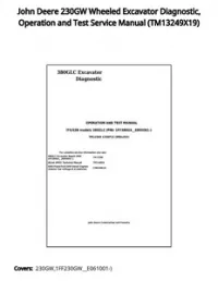 John Deere 230GW Wheeled Excavator Diagnostic  Operation and Test Service Manual - TM13249X19 preview