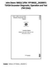 John Deere 180GLC (PIN: 1FF180GX__D020001) T3/S3A Excavator Diagnostic  Operation and Test - TM12542 preview