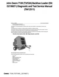 John Deere 710K (T3/S3A) Backhoe Loader (SN: D219607-) Diagnostic and Test Service Manual - TM12511 preview
