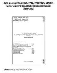 John Deere 770G  770GP  772G  772GP (SN.-634753) Motor Grader Diagnostic&Test Service Manual - TM11206 preview