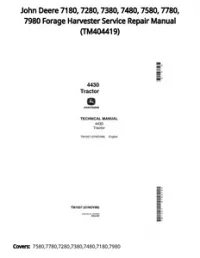 John Deere 7180  7280  7380  7480  7580  7780  7980 Forage Harvester Service Repair Manual - TM404419 preview