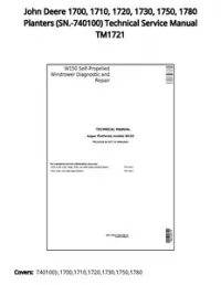 John Deere 1700  1710  1720  1730  1750  1780 Planters (SN.-740100) Technical Service Manual TM1721 preview