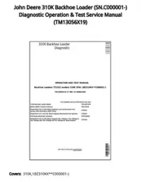 John Deere 310K Backhoe Loader (SN.C000001-) Diagnostic Operation & Test Service Manual - TM13056X19 preview