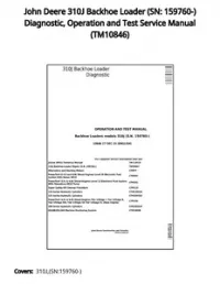 John Deere 310J Backhoe Loader (SN: 159760-) Diagnostic  Operation and Test Service Manual - TM10846 preview