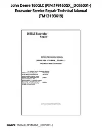 John Deere 160GLC (PIN:1F9160GX__D055001-) Excavator Service Repair Technical Manual - TM13193X19 preview