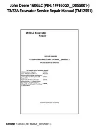 John Deere 160GLC (PIN: 1FF160GX__D055001-) T3/S3A Excavator Service Repair Manual - TM12551 preview
