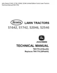 John Deere S1642  S1742  S2046  S2546 Limited Edition Scotts Lawn Tractors Technical Manual - TM1776 preview