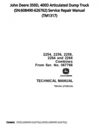 John Deere 350D  400D Articulated Dump Truck (SN:608490-626762) Service Repair Manual - TM1317 preview
