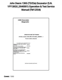 John Deere 130G (T3/S3a) Excavator (S.N. 1FF130GX_D040001) Operation & Test Service Manual - TM12554 preview
