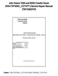 John Deere 750K and 850K Crawler Dozer (PIN:1T0*50KX__F2715**-) Service Repair Manual - TM13282X19 preview
