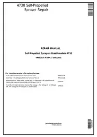 John Deere 4730 Self-Propelled Sprayers (PIN Prefix 1NW) Service Repair Technical Manual - TM802519 preview