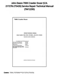 John Deere 700K Crawler Dozer (S.N. 217278-275435) Service Repair Technical Manual - TM12295 preview