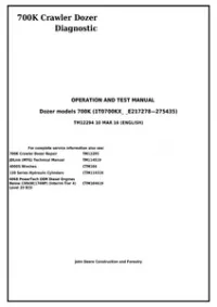 John Deere 700K Crawler Dozer (S.N. 217278-275435) Diagnostic  Operation&Test Service Manual - TM12294 preview