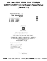 John Deere 770G  770GP  772G  772GP (SN. C680878- D680878-) Motor Graders Repair Manual - TM14251X19 preview