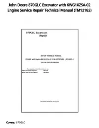 John Deere 870GLC Excavator with 6WG1XZSA-02 Engine Service Repair Technical Manual - TM12182 preview