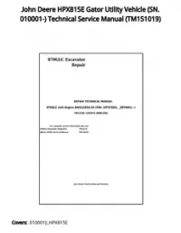 John Deere HPX815E Gator Utility Vehicle (SN. 010001-) Technical Service Manual - TM151019 preview