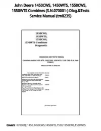John Deere 1450CWS  1450WTS  1550CWS  1550WTS Combines (S.N.070001-) Diag.&Tests Service Manual - tm8235 preview