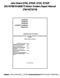 John Deere 670G  670GP  672G  672GP (SN.F678818-680877) Motor Graders Repair Manual - TM14072X19 preview