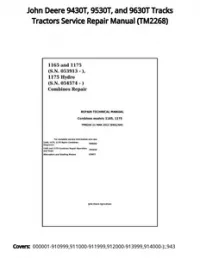 John Deere 9430T  9530T  and 9630T Tracks Tractors Service Repair Manual - TM2268 preview